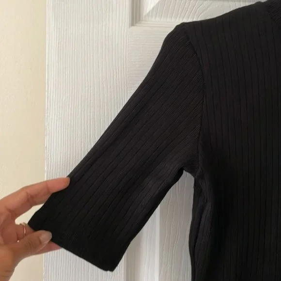 Zara High Neck Cropped Ribbed Top - Picture 4 of 4